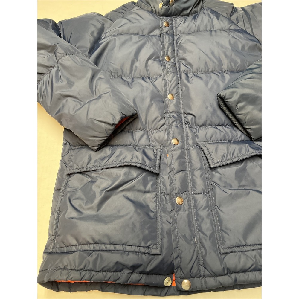 Vintage JC Penny Down Puffer Coat Snap Button Men's Size Small Navy Blue - Picture 3 of 16